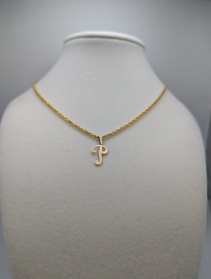 14k Gold Initial P. 14k Necklace Charm Initial P. Dainty 14k Yellow Gold Initial P Pendant + Complimentary 14k GF Necklace