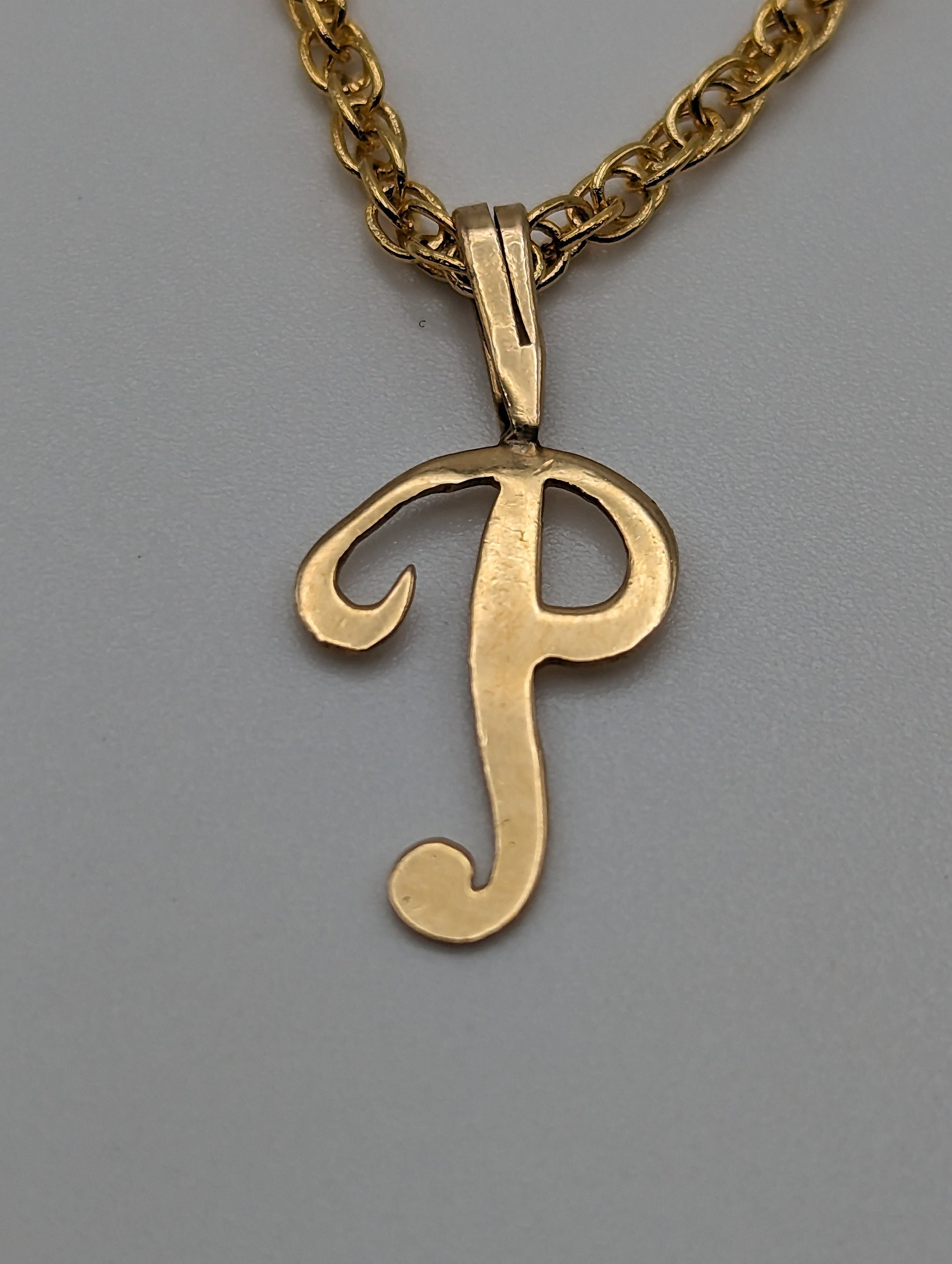 14k Gold Initial P. 14k Necklace Charm Initial P. Dainty 14k Yellow Gold Initial P Pendant + Complimentary 14k GF Necklace