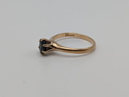 14k Yellow Gold Sapphire Engagement Ring. 14k Sapphire Ring. 14k Solitaire Sapphire Yellow Gold Ring. 14k Womens Sapphire Ring.