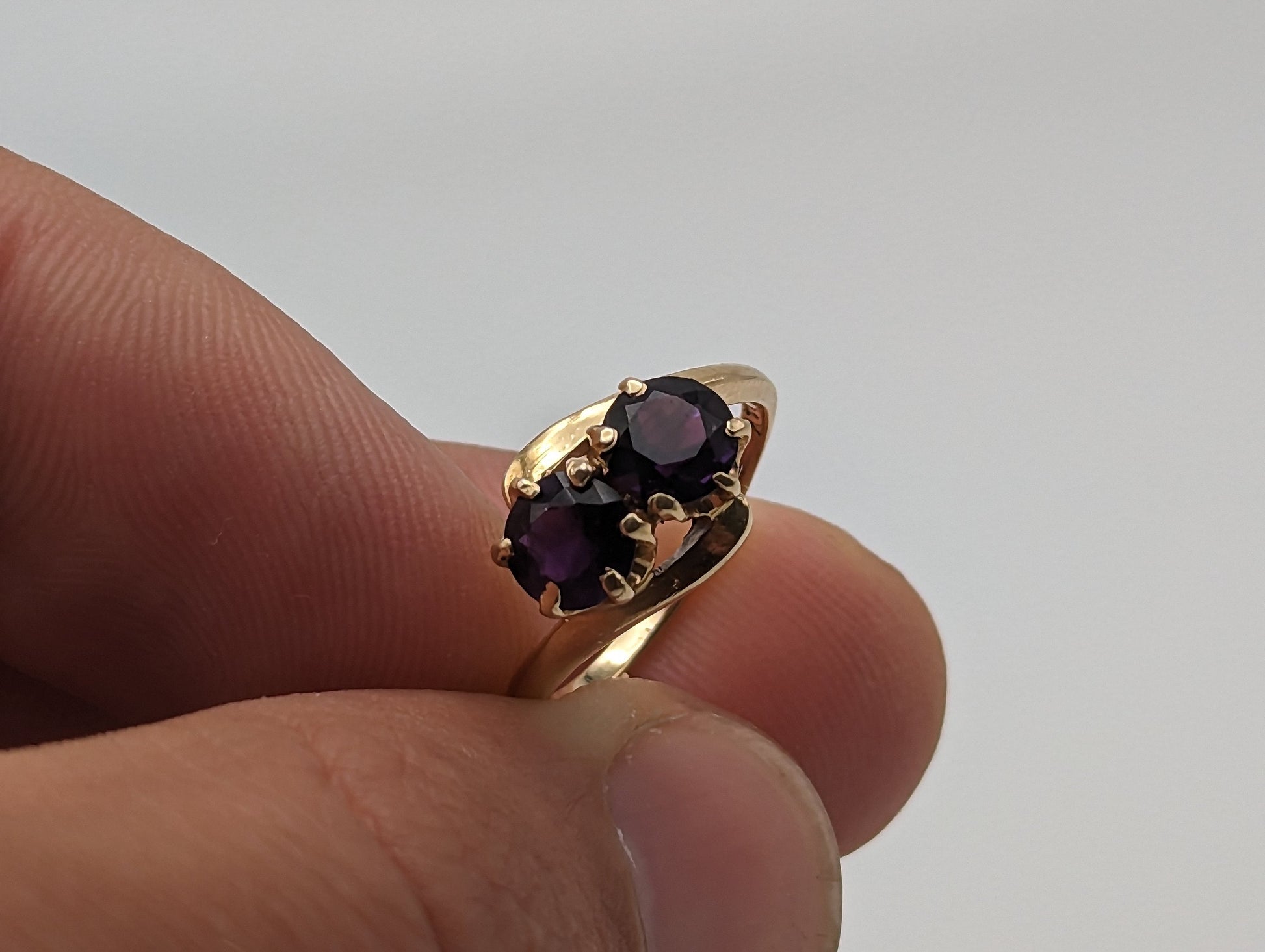 Vintage 14k Dual Amethyst Ring. Amethyst 14k Womens Engagement Ring. Dual Amethyst Promise Ring, Amethyst Statement Ring, Wedding Band