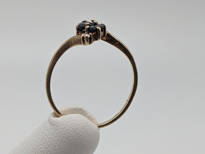 10k Marquise Sapphire Diamond Ring. 10k Vintage Sapphire Ring. Womens Yellow Gold Sapphire Diamond Ring. 10k Yellow Gold Sapphire Band.