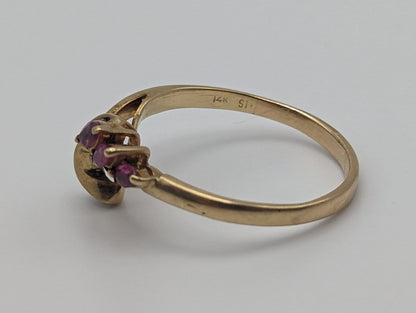 14k Ruby Diamond Enhancer Jacket Wrap Ring. Anniversary Ruby Diamond Ring. Womens Vintage 14k Diamond Ruby Ring. 14k Vintage Ruby Ring