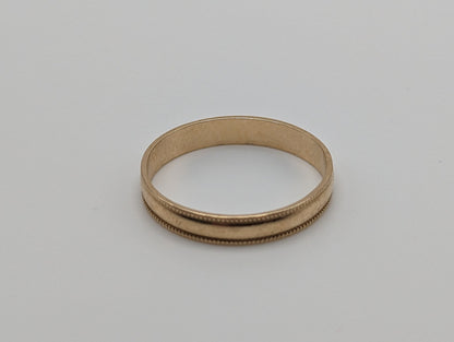 14k 3mm Milgrain Half Round Bead Wedding Band. 14k Yellow Gold Milgrain Bead Band. Yellow Gold Wedding Engagement Band Unisex Wedding band