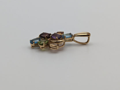 10K Multi Gem Pendant Features Peridot Topaz Amethyst Citrine Garnet. Mothers Day Gold Multi Stone Pendant Multi Gemstone Cluster Pendant