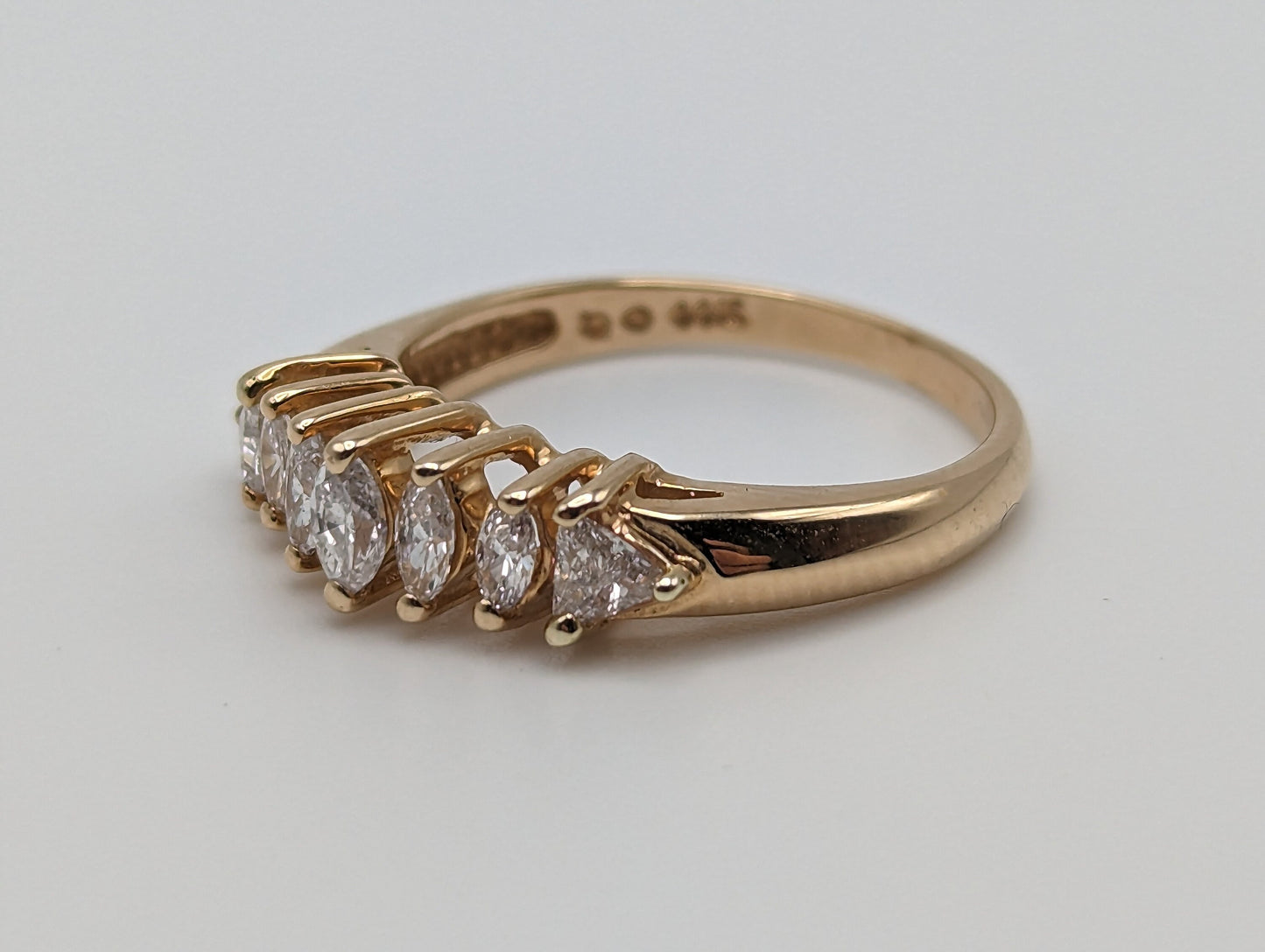 14k Yellow Gold Diamond Wedding Ring. 14k Yellow Gold Engagement Band. 14k Yellow Gold Diamond Womens Wedding band.14k Marquise Diamond Ring