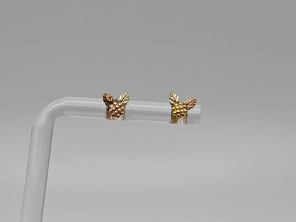 Black Hills Gold Traditional 14k Gold Grape Cluster Earrings With Post Design 14k Rose Gold Black Hills Gold Grape Cluster Earrings