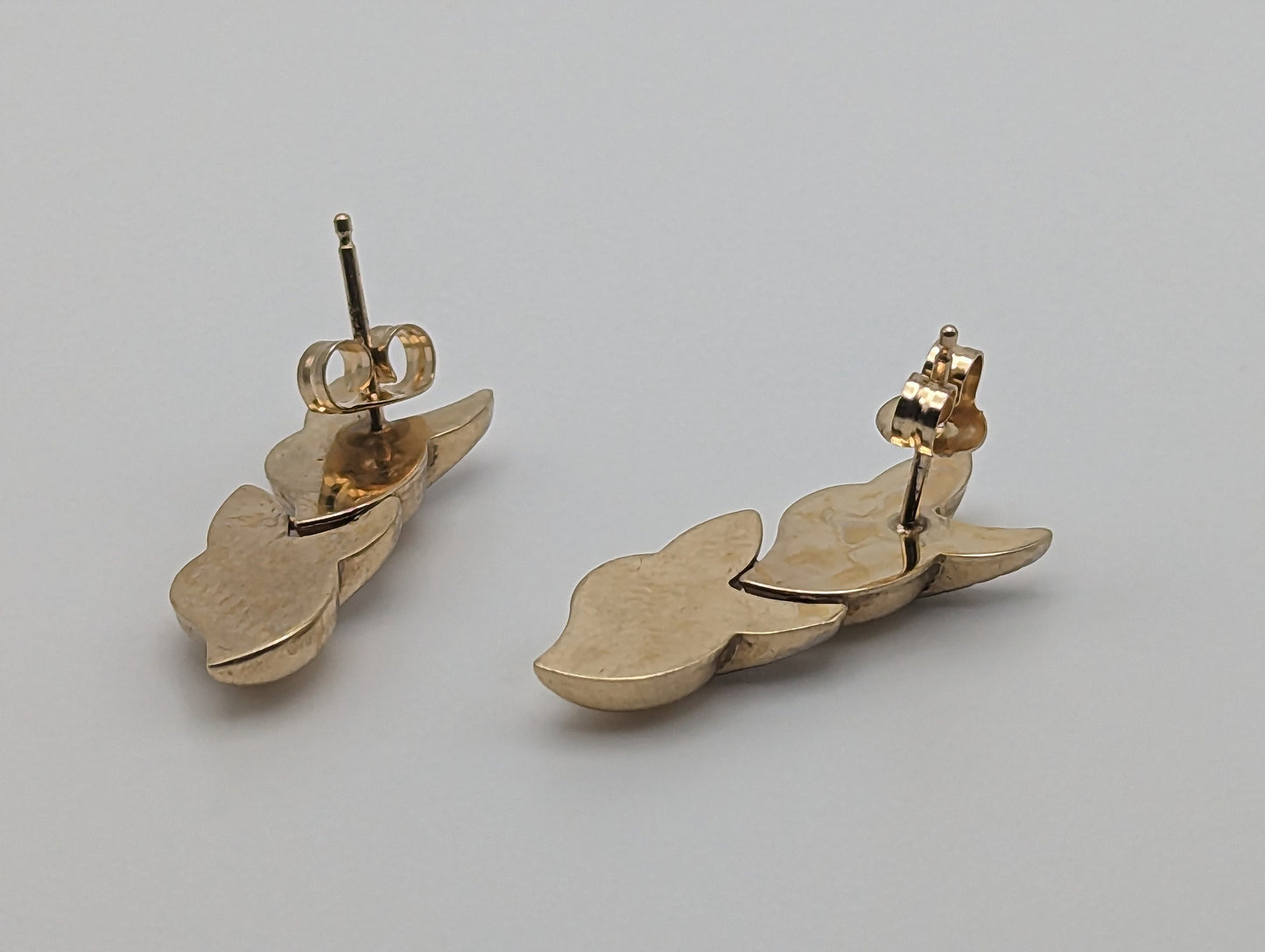 Large Vintage 10k White & Yellow Gold Wheat Stem Drop Earrings. 10k Solid Multi Color Gold Wheat Dangle Earrings 10k Wheat Stem Earrings