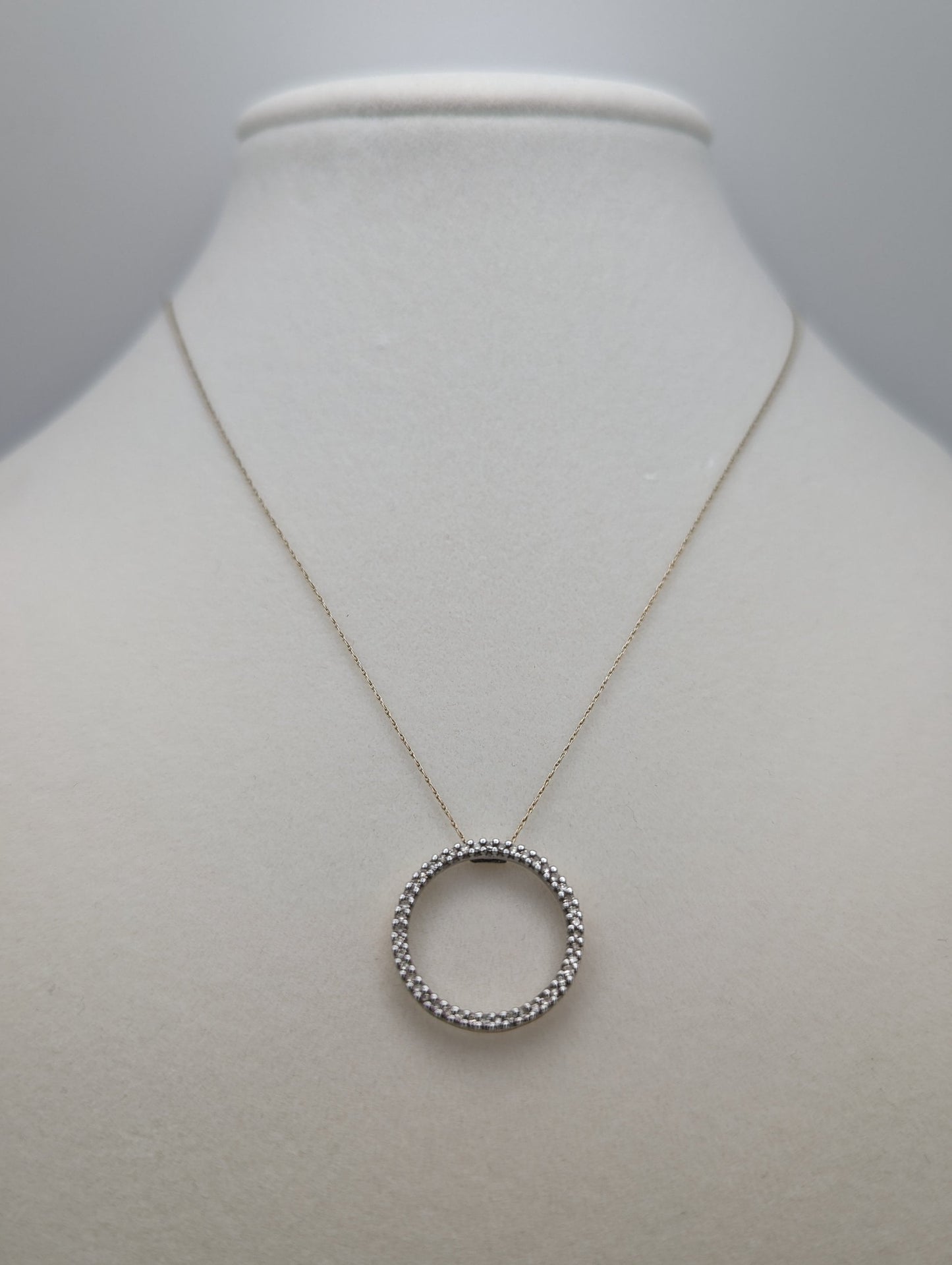 10k Solid Yellow Gold .70ct Diamond Circle of Life Pendant Halo 10k Necklace. 10k Dainty Gold Necklace. 10k Circle of Life Pendant Necklace.