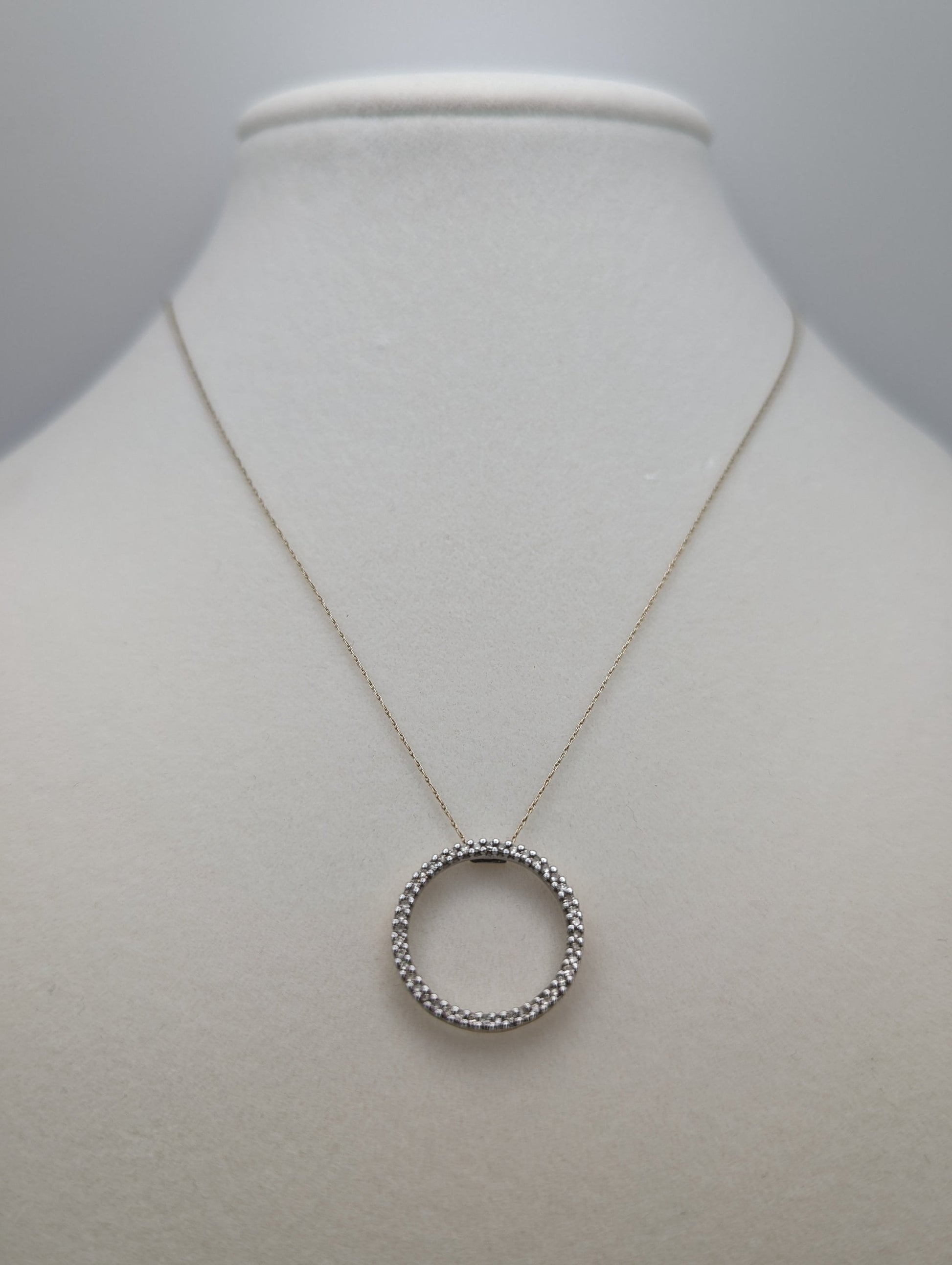 10k Solid Yellow Gold .70ct Diamond Circle of Life Pendant Halo 10k Necklace. 10k Dainty Gold Necklace. 10k Circle of Life Pendant Necklace.