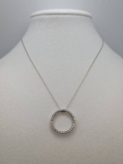10k Solid Yellow Gold .70ct Diamond Circle of Life Pendant Halo 10k Necklace. 10k Dainty Gold Necklace. 10k Circle of Life Pendant Necklace.