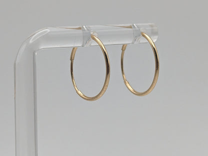 Vintage 14k Yellow Gold Plain Hoop Earrings Endless Hoop Earring with Gap