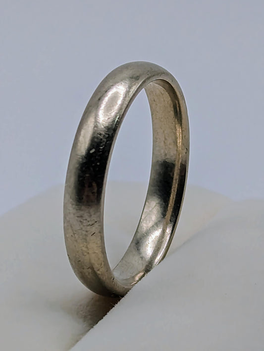 Vintage 5 grams 10k White Gold Wedding Band. 10k White Gold Anniversary Ring. 10k White Gold Handmade Spacer Ring. Half Round Wedding band