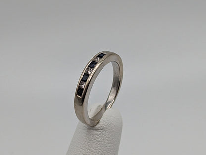 14k Womens Channel ring. White Gold Sapphire Diamond Eternity band. 14k Anniversary half eternity band. 14k Wedding Band.