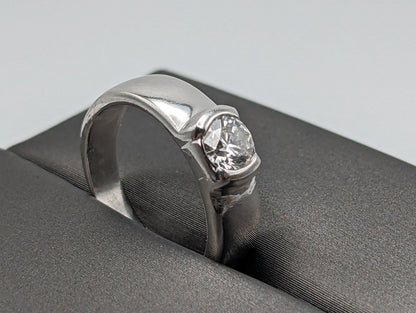 14k White Gold .50ct Diamond Solitaire Engagement Ring. 14k White Gold Wedding Band. 14k White Gold Diamond Wedding Band.
