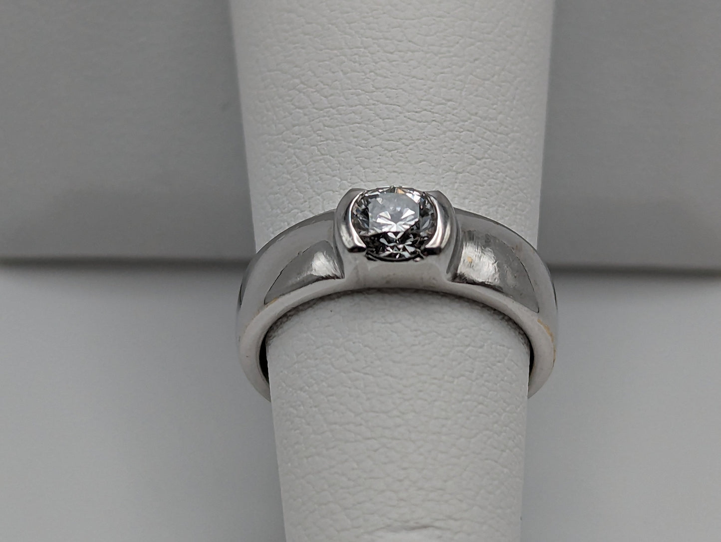 14k White Gold .50ct Diamond Solitaire Engagement Ring. 14k White Gold Wedding Band. 14k White Gold Diamond Wedding Band.