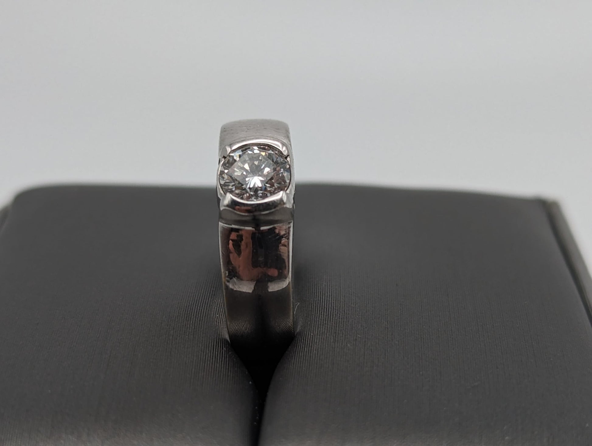 14k White Gold .50ct Diamond Solitaire Engagement Ring. 14k White Gold Wedding Band. 14k White Gold Diamond Wedding Band.