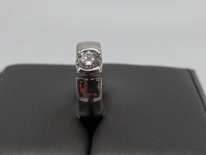 14k White Gold .50ct Diamond Solitaire Engagement Ring. 14k White Gold Wedding Band. 14k White Gold Diamond Wedding Band.