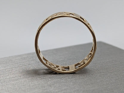 Yellow Gold Chinese Character Unisex Band. 14k Yellow Gold Mandarin Spacer Ring. 14k Chinese Symbol Ring. 14k Chinese Character Cigar Band.