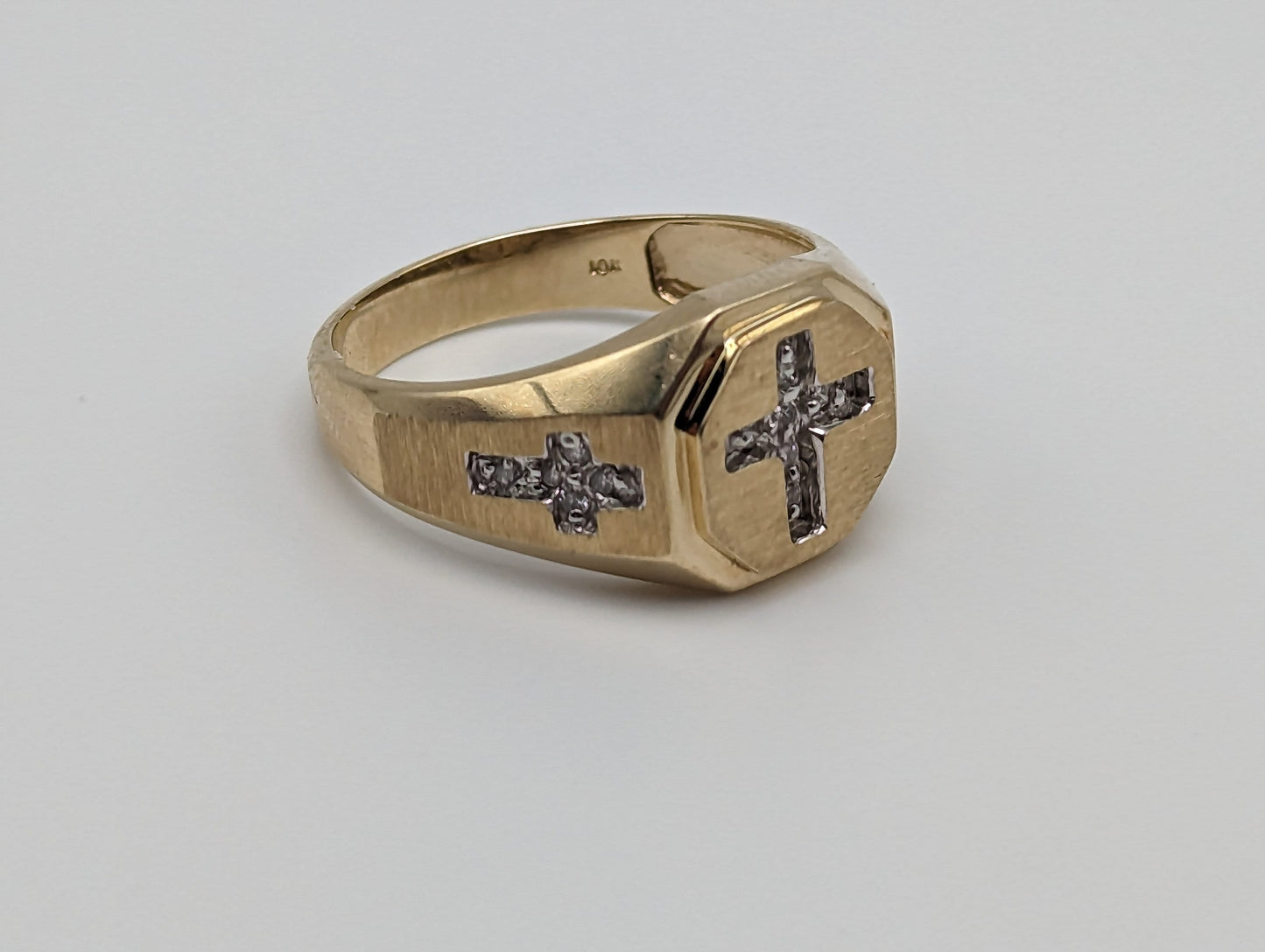 10k Yellow Gold Diamond Cross Ring. Mens Diamond Cross Ring 10k Yellow Gold. 10k Statement Cross Ring. Diamond Cross Ring. Mens Cross Ring.