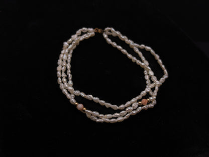 14k Gold Fresh Water Pearl Bracelet w Pink Coral & 14k Gold Beads 14K Freshwater Pearl Gold Bead Three Strand Bracelet, pearl Coral bracelet