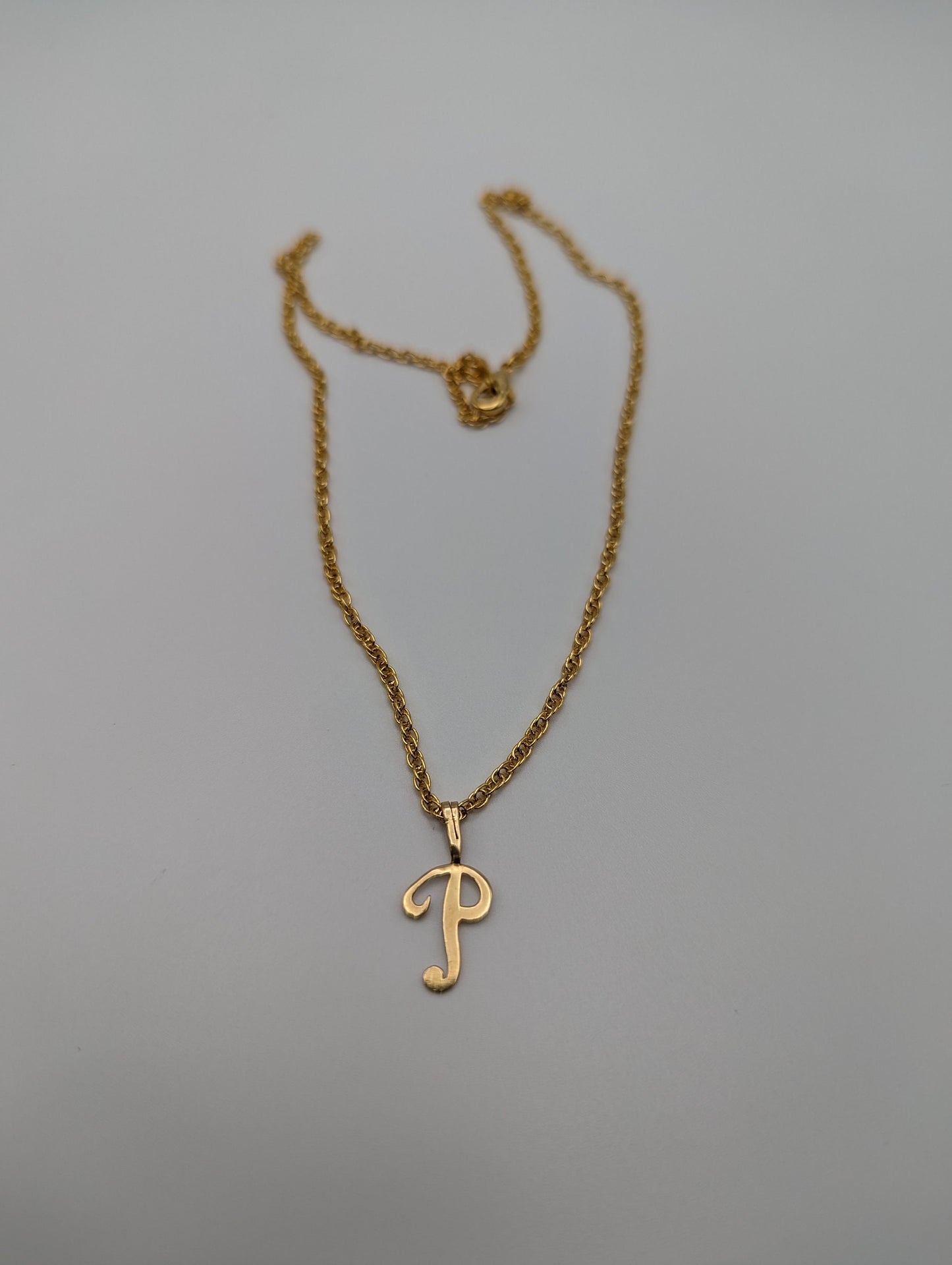 14k Gold Initial P. 14k Necklace Charm Initial P. Dainty 14k Yellow Gold Initial P Pendant + Complimentary 14k GF Necklace