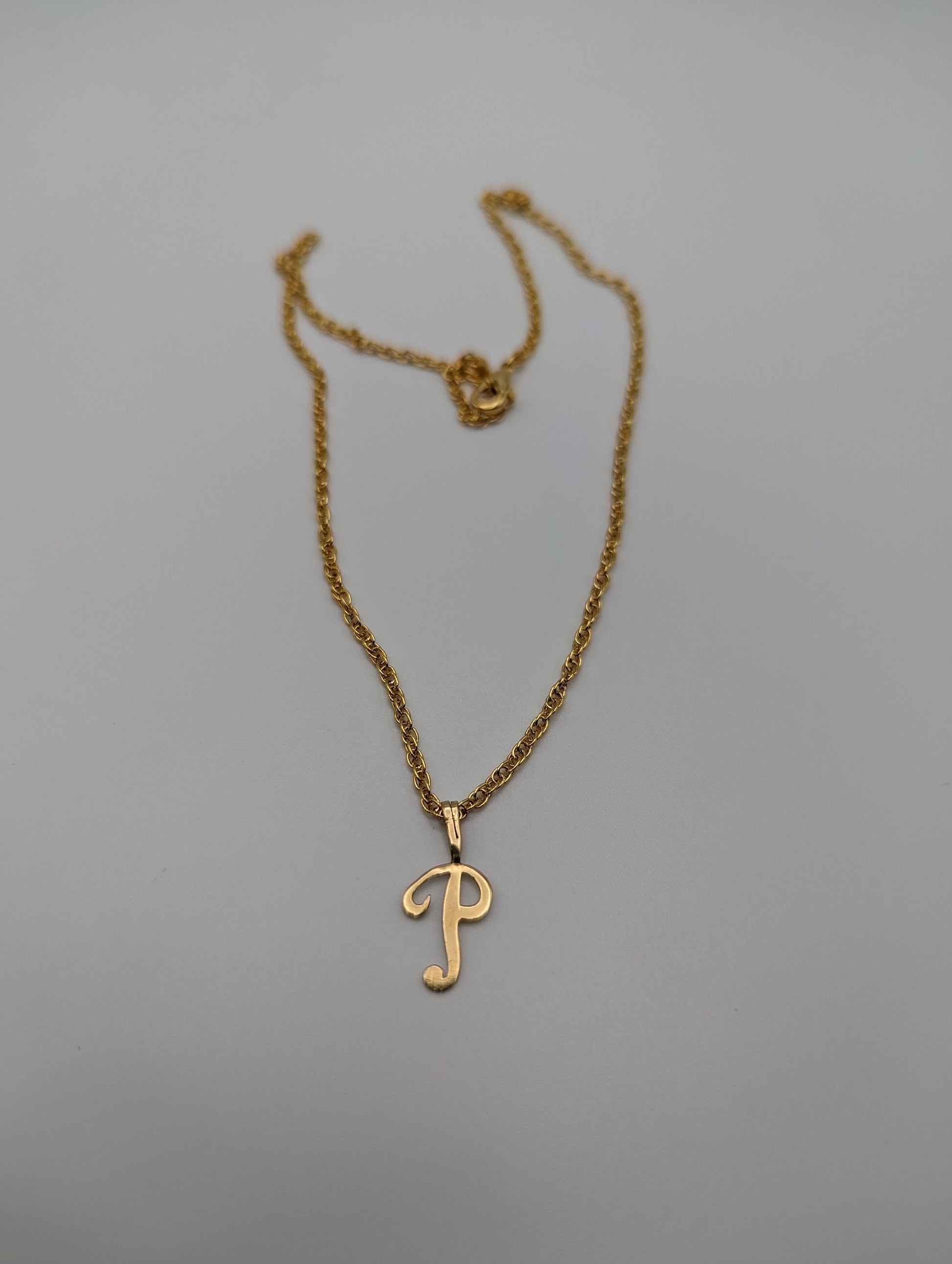14k Gold Initial P. 14k Necklace Charm Initial P. Dainty 14k Yellow Gold Initial P Pendant + Complimentary 14k GF Necklace