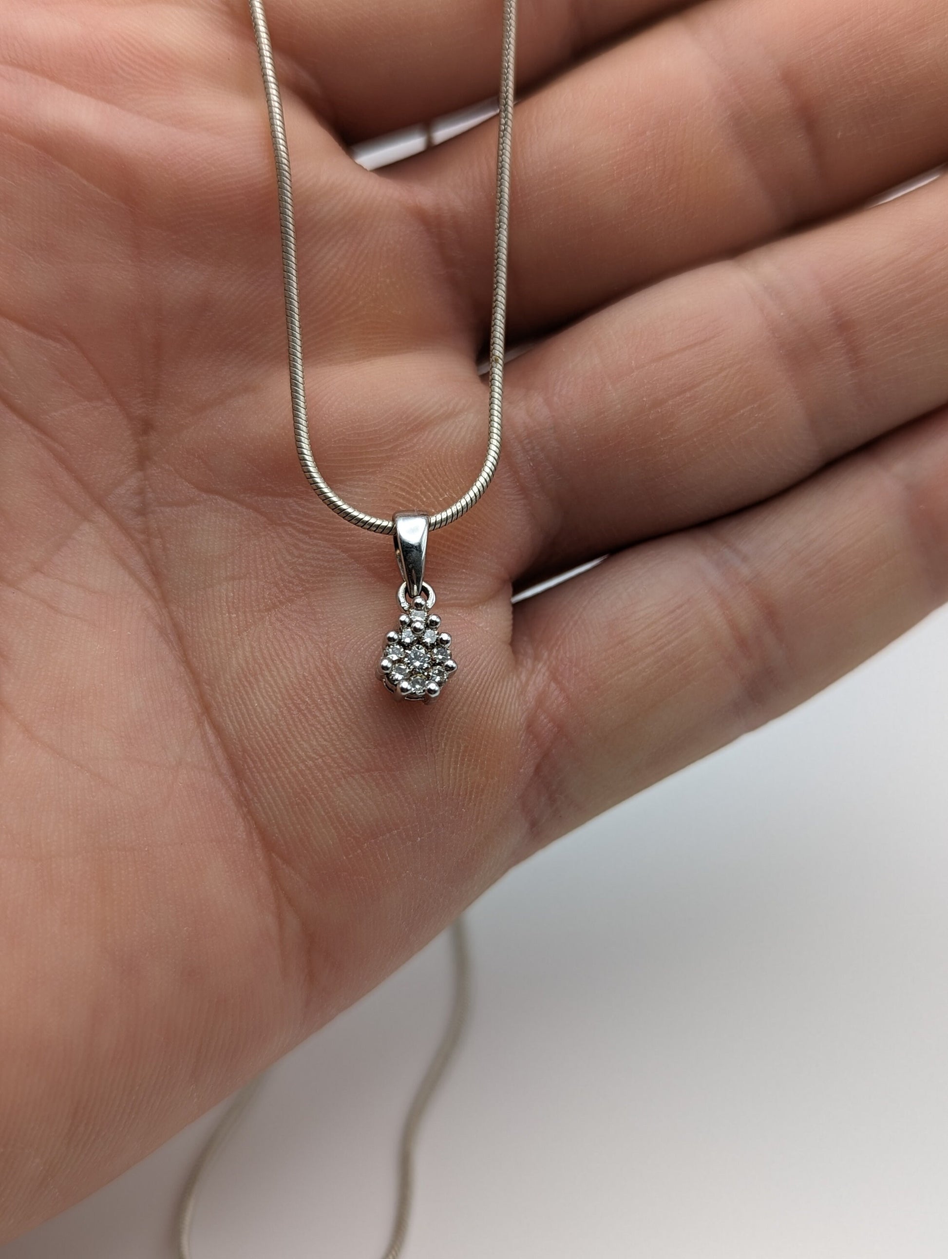 14k White Gold Diamond Halo Pendant. 14k White Gold Diamond Pendant. 14k Womens Diamond Halo Pendant.