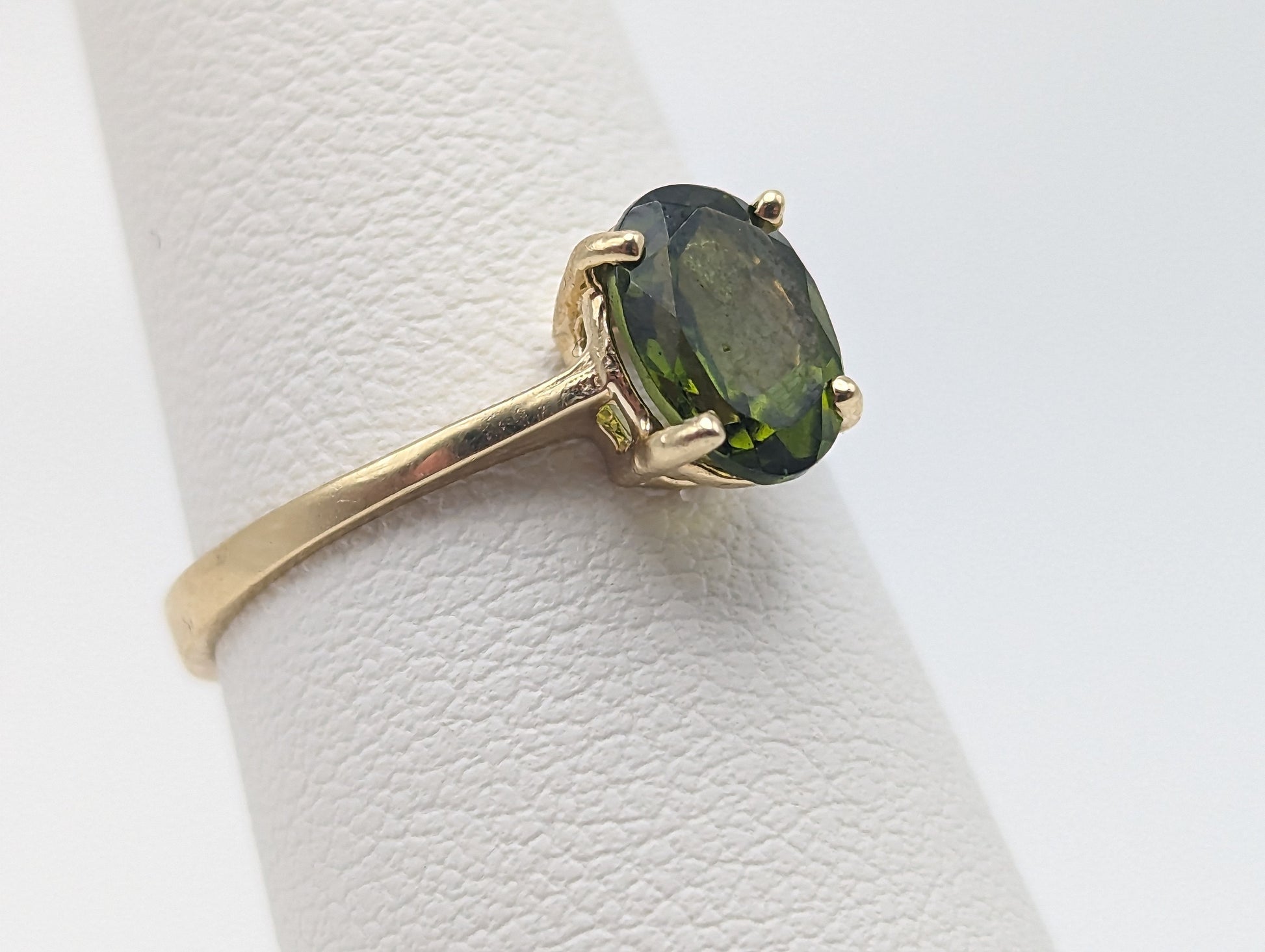 14k Yellow Gold Womens Tourmaline Ring. 14k Green Tourmaline Solitaire Ring. 14k Womens Tourmaline Promise Ring. 14k Womens Engagment Ring