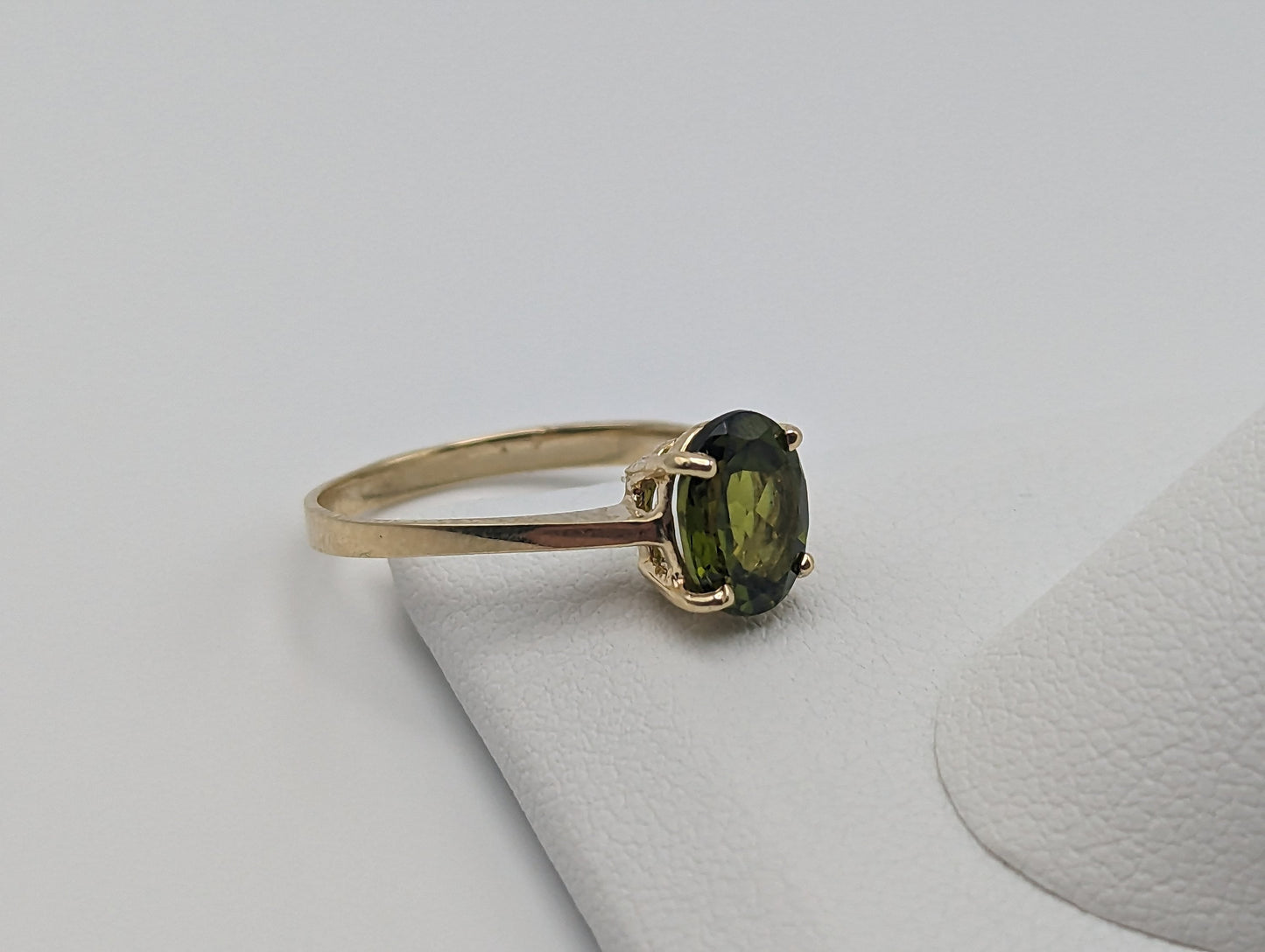 14k Yellow Gold Womens Tourmaline Ring. 14k Green Tourmaline Solitaire Ring. 14k Womens Tourmaline Promise Ring. 14k Womens Engagment Ring