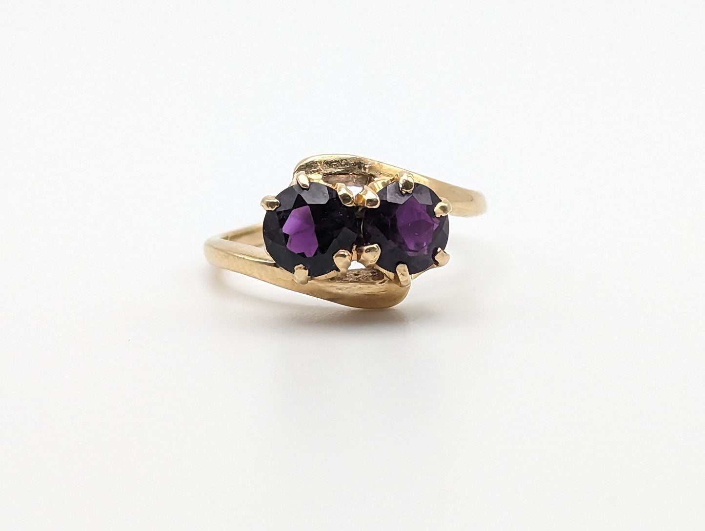 Vintage 14k Dual Amethyst Ring. Amethyst 14k Womens Engagement Ring. Dual Amethyst Promise Ring, Amethyst Statement Ring, Wedding Band