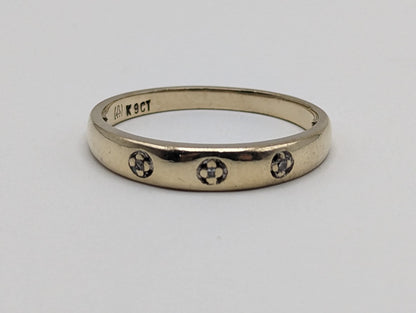Antique 10k Yellow Gold 3 Diamond Anniversary Band. 10k Yellow Gold Wedding Ring. 10k Womens Yellow Gold Anniversary Band.