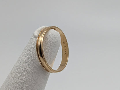 14k 3mm Milgrain Half Round Bead Wedding Band. 14k Yellow Gold Milgrain Bead Band. Yellow Gold Wedding Engagement Band Unisex Wedding band