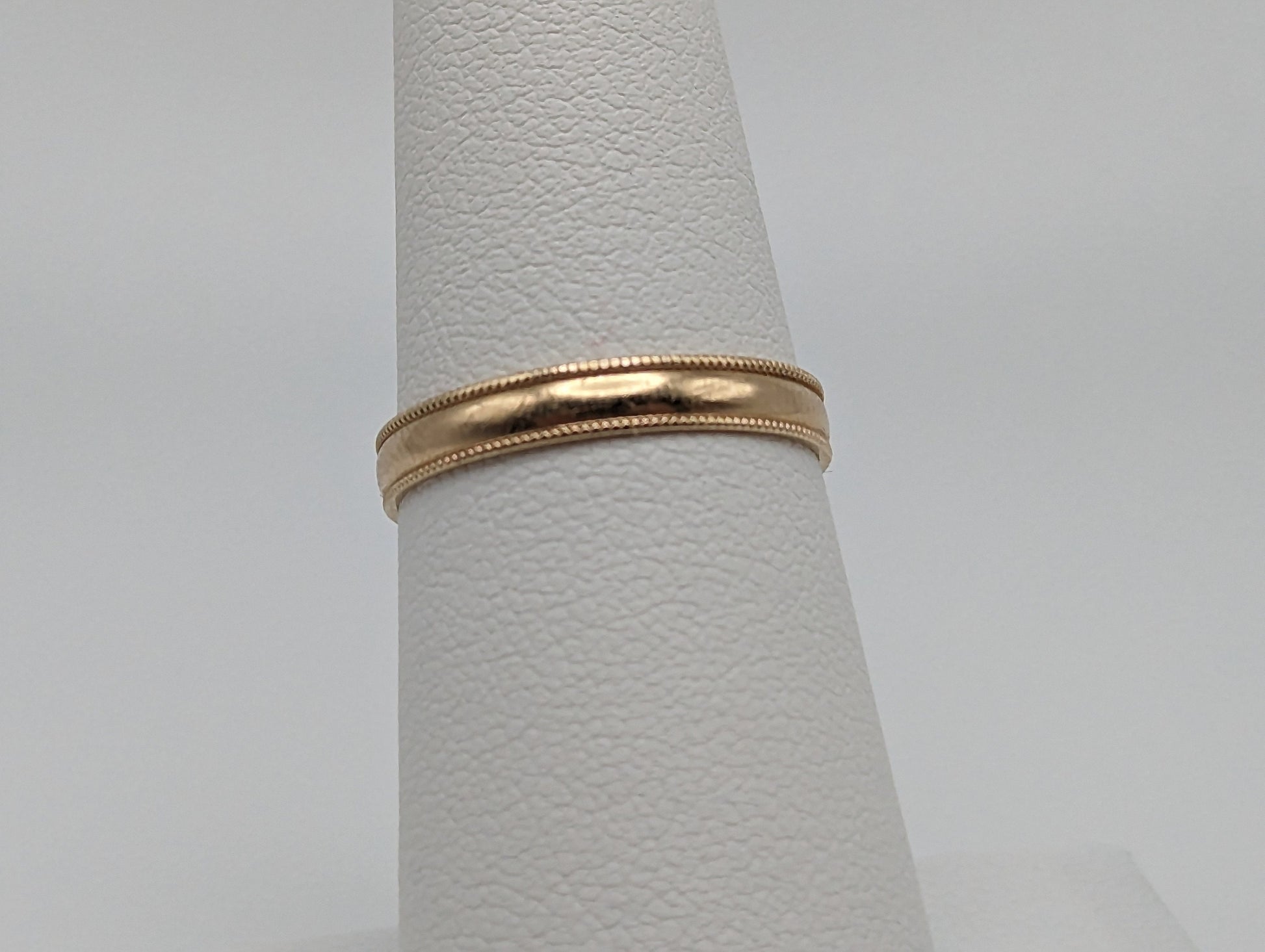 14k 3mm Milgrain Half Round Bead Wedding Band. 14k Yellow Gold Milgrain Bead Band. Yellow Gold Wedding Engagement Band Unisex Wedding band