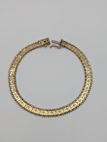 Unique by Imperial Gold 14k Solid Gold Moon Star Bracelet . 14k Womens Mens Yellow Gold Moon Star Bracelet. Moon & Star Link Chain Bracelet.
