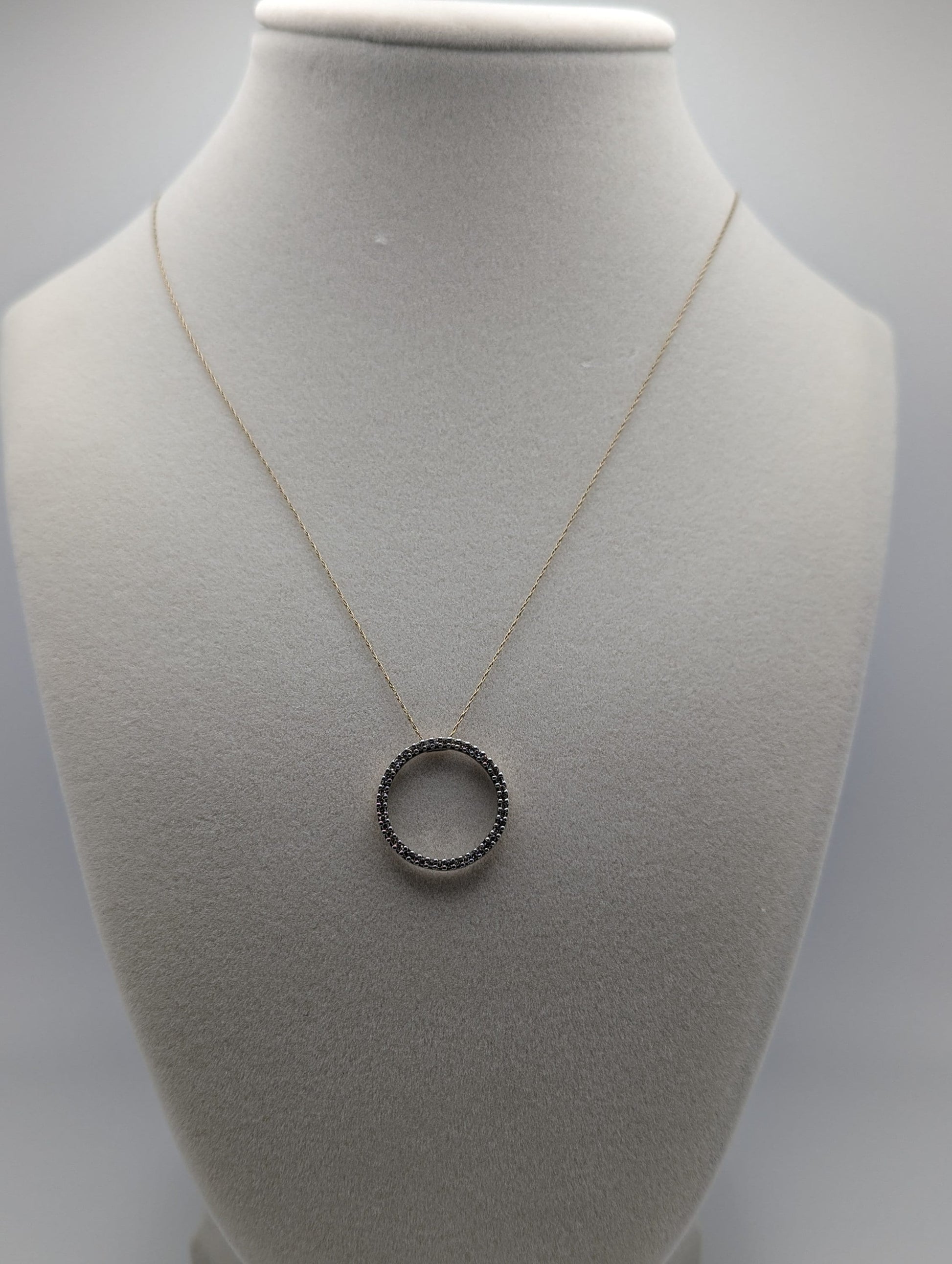 10k Solid Yellow Gold .70ct Diamond Circle of Life Pendant Halo 10k Necklace. 10k Dainty Gold Necklace. 10k Circle of Life Pendant Necklace.