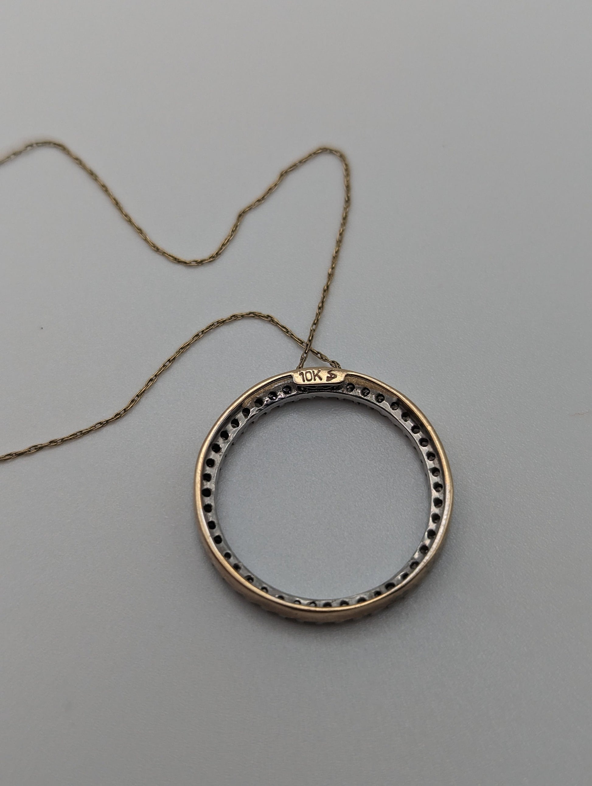 10k Solid Yellow Gold .70ct Diamond Circle of Life Pendant Halo 10k Necklace. 10k Dainty Gold Necklace. 10k Circle of Life Pendant Necklace.