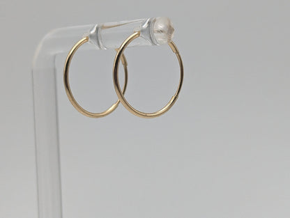 Vintage 14k Yellow Gold Plain Hoop Earrings Endless Hoop Earring with Gap