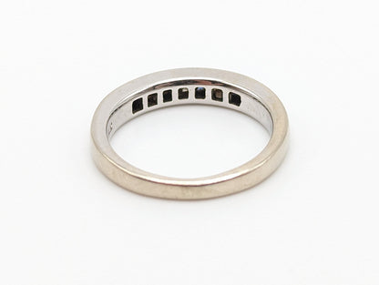 14k Womens Channel ring. White Gold Sapphire Diamond Eternity band. 14k Anniversary half eternity band. 14k Wedding Band.