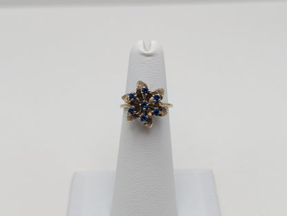 Vintage Blue Spinal 10k Flower Ring. 10k Flower Ring. Vintage Blue Spinal 10k Flower Band. Flower Ring 10k