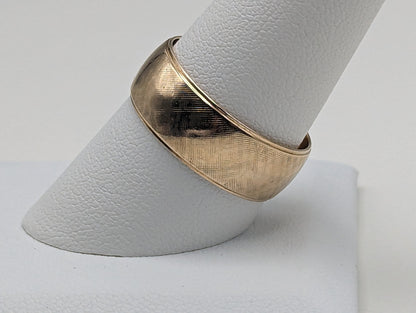 14k Antique Cigar Band. 14k Yellow Gold Wide band. 14k Antique Wide Cigar ring. Brushed Gold 14k Wedding Band.