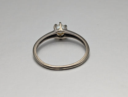 White Gold 10k Pearl Ring. 10k White Gold Womens Pearl Ring. 10K Solitaire Pearl Ring. Engagement Pearl Ring.