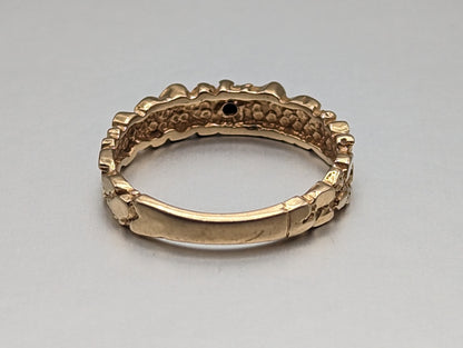 Yellow Gold 14k Nugget Style Diamond Band. 14k Gold Diamond Engagement Ring. Nugget Gold Diamond Ring.