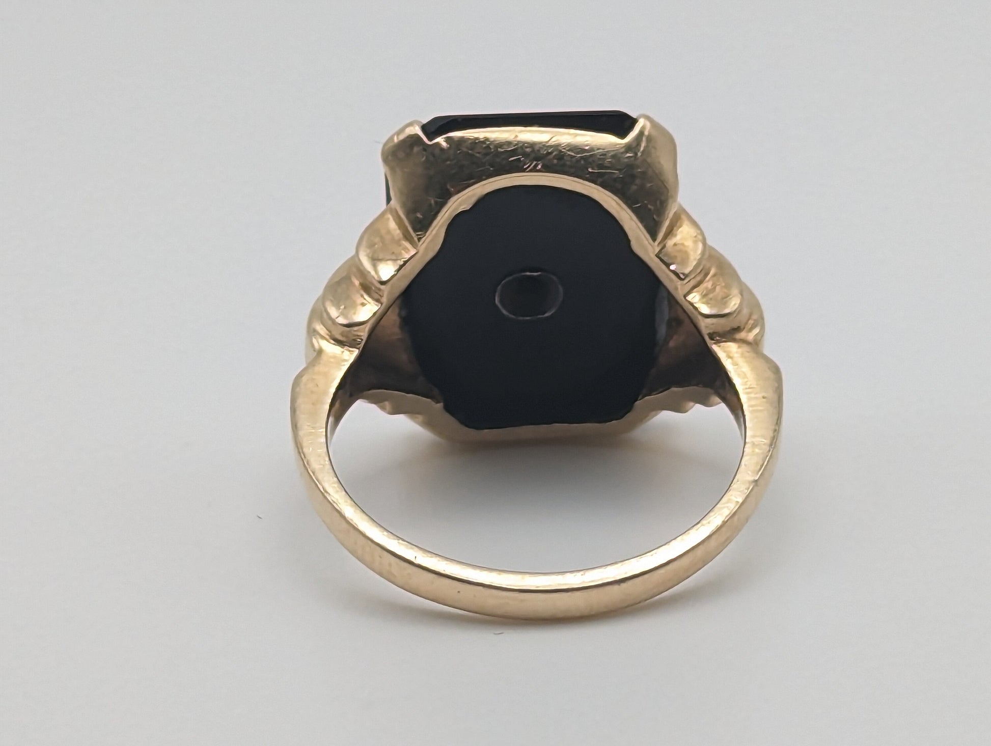 Vintage 4.5gr Yellow Gold 14k Rectangle Black Onyx and Diamond Ring Midnight Black Onyx Diamond Ring. 14k Vintage Diamond Onyx Art Deco Ring