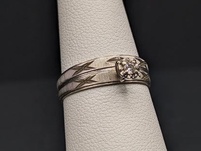 14k White Gold Diamond Wedding Ring Set Band. 14k White Gold Engagement Ring and Wedding Ring. Antique 14k Wedding Kit.