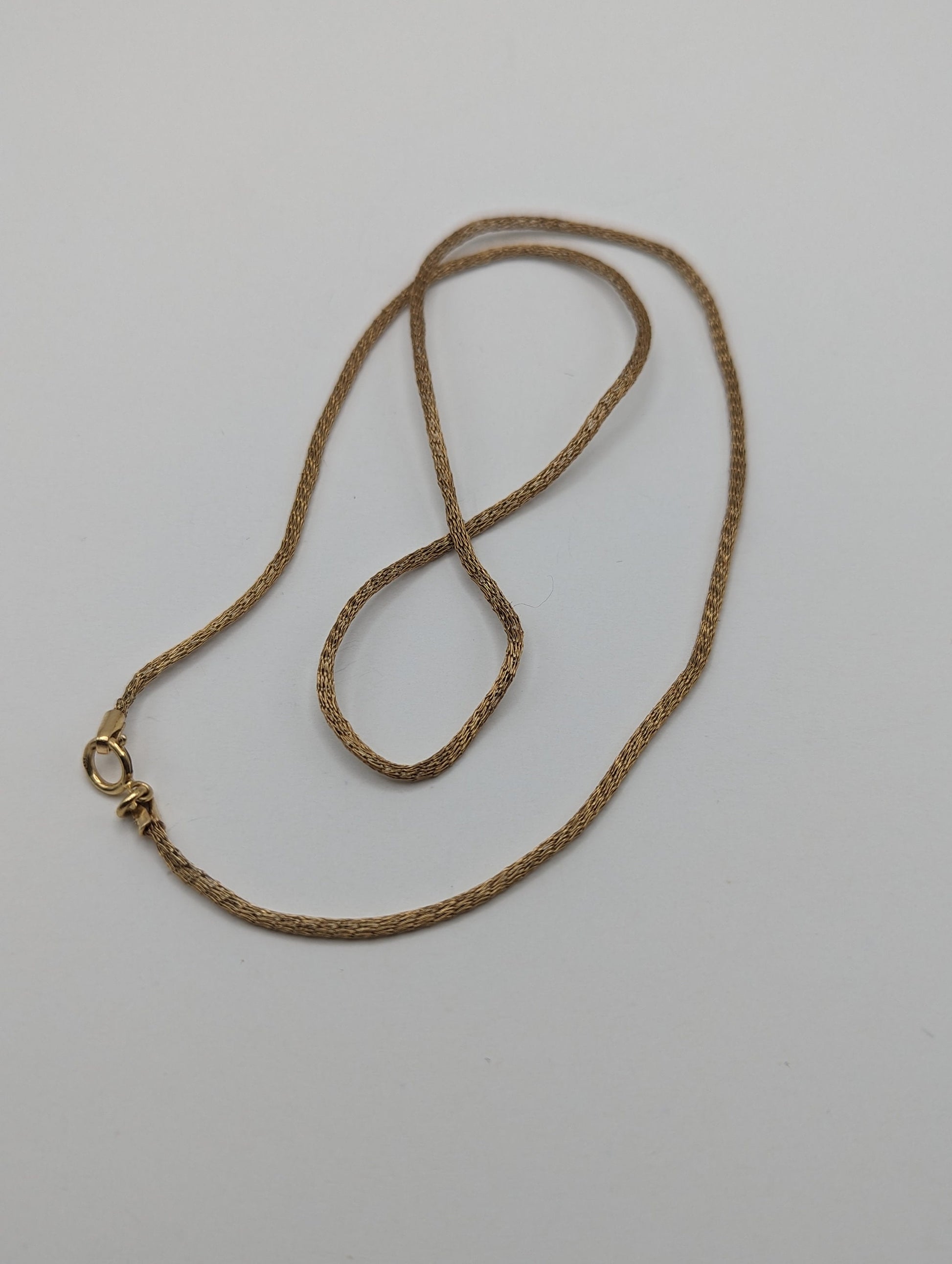 Unique 14k Italian MILOR Ladies Mesh Wire Necklace, 14k Round Cord Necklace, 14k Stretch Mesh Chain, 14k Vintage Italian Mech Necklace