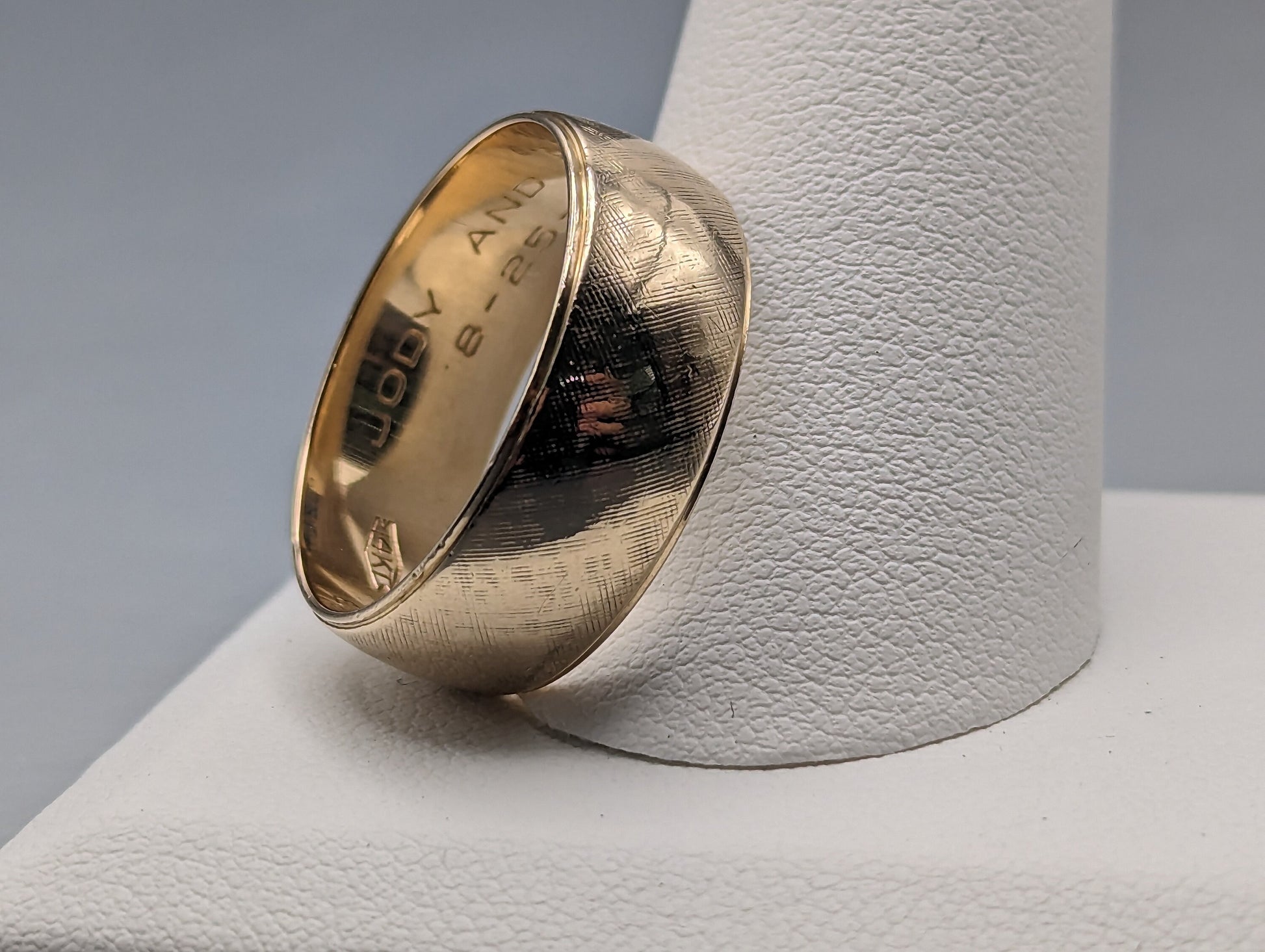 14k Antique Cigar Band. 14k Yellow Gold Wide band. 14k Antique Wide Cigar ring. Brushed Gold 14k Wedding Band.