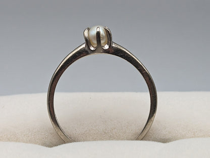 White Gold 10k Pearl Ring. 10k White Gold Womens Pearl Ring. 10K Solitaire Pearl Ring. Engagement Pearl Ring.