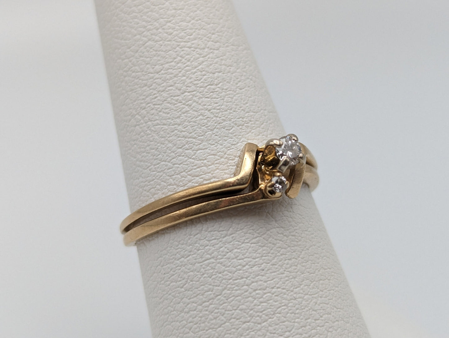 Vintage 14k Yellow Gold Diamond Wedding Ring Set Band. 14k Diamond Enhancer Ring. 14k Yellow Gold Diamond Engagement Ring.