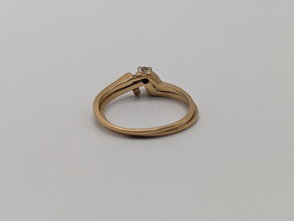Vintage 14k Yellow Gold Diamond Wedding Ring Set Band. 14k Diamond Enhancer Ring. 14k Yellow Gold Diamond Engagement Ring.