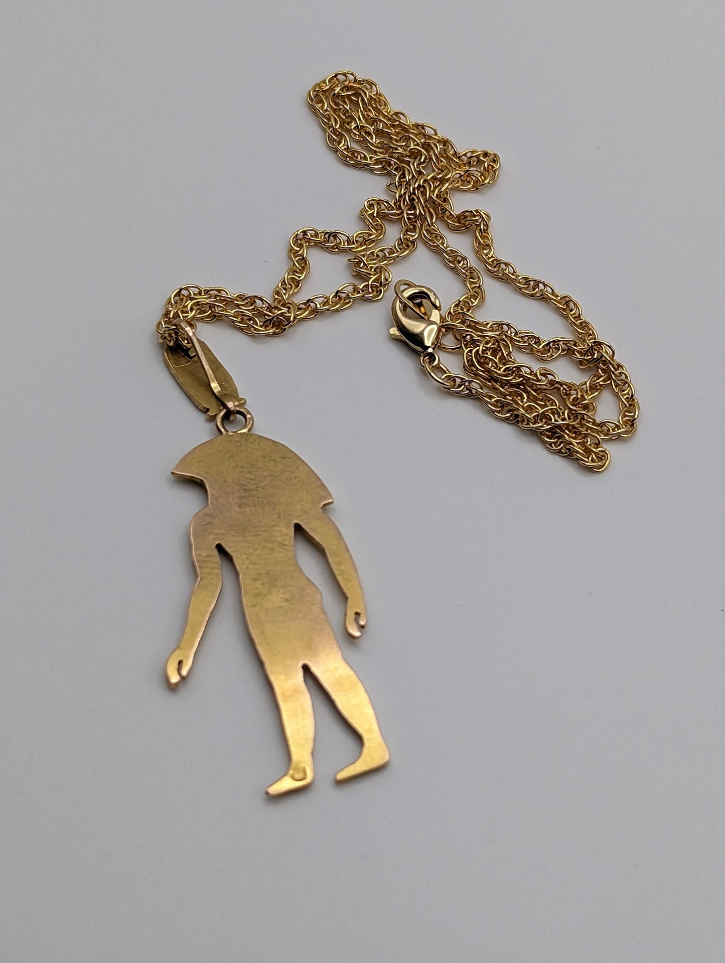 Large 18k Yellow Gold 5gr Egyptian God Horus Pendant 18k Anubis Pendant. 18k Egyptian God Hawk Pendant + Complimentary 14k GF Necklace.